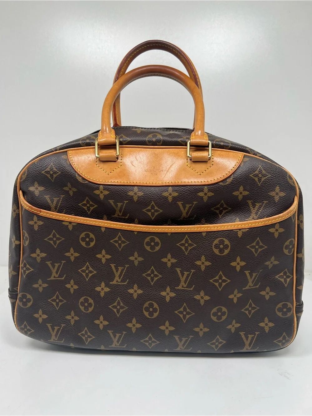 Louis Vuitton Monogram Trouville Handbag Brown Canvas Satchel Purse M42228